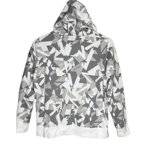 Under Armour Shirt Womens Large White‎ Gray Freedom Rival Amp Hoodie Sweatshirt - Picture 2 of 9